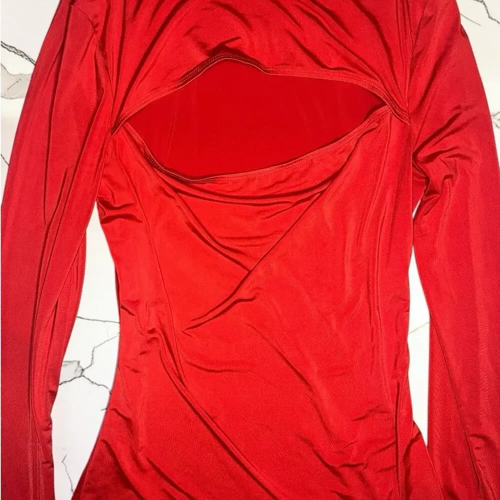 Lovers and Friends Red Cutout Long Sleeve Top Women's Size S